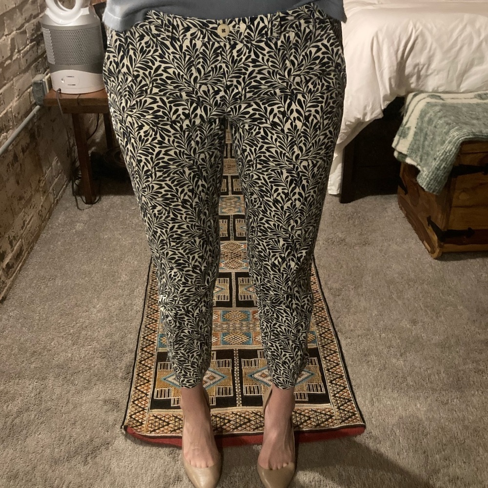 Turkish brand Yargici patterned navy and white trousers